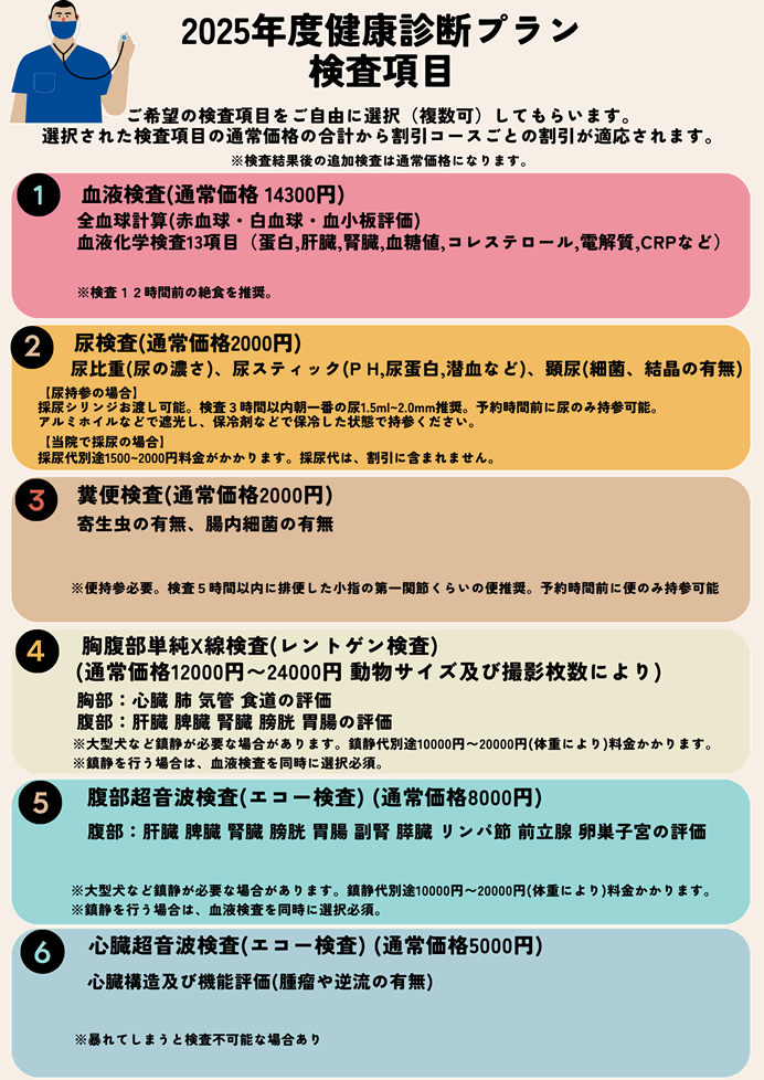 2025年度健康診断プラン 検査項目